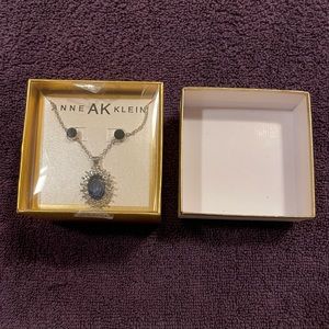 Anne Klein simulated sapphire and crystal matching necklace and earrings set
